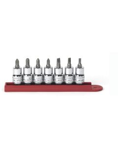 KDT80577 image(0) - GearWrench 7 Piece 3/8 Inch Drive Slotted/Phillips/Pozidriv Bit Socket Set