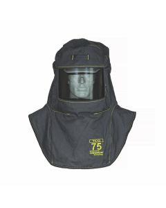 Oberon Hood with A3 Hard Hat Adapters - Arc Flash - 75 Cal TCG&trade; - Color: Black - Window: True Color Grey (TCG&trade;)