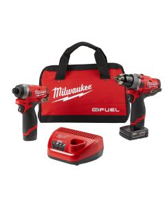 MLW2596-22 image(0) - Milwaukee Tool 2-PC M12 FUEL 1/2" DRILL 1/4" HEX IMP (2) BATT KIT