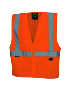 SRWV1060450U-M image(0) - Pioneer Pioneer - Zip-Up Safety Vest - Hi-Vis Hi-Vis Orange - Size Medium