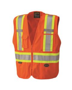 SRWV1021150U-M image(0) - Pioneer Pioneer - Zip-Up Snap Break Away Safety Vest - Hi-Vis Orange - Size Medium