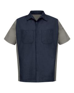 Workwear Outfitters Men's Short Sleeve Two-Tone Crew Shirt Charcoal/Grey, 3XL