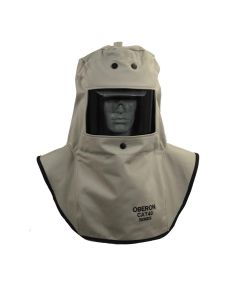 OBRCAT4-A4 image(0) - Oberon Hood with A4 Hard Hat Adapters - Arc Flash - 40 Cal CAT&trade; - Color: Khaki - Window: True Color Grey (TCG&trade;)