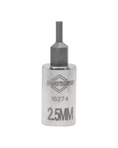 MAY16274 image(0) - Mayhew Mayhew 2.5 MM Metric Hex Short Insert Socket Bit, 1/4-Inch Drive