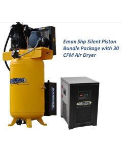EMXESP05V080I1PK image(1) - Emax Compressor Silent Industrial Plus 5 HP 1- Phase 2-Stage 80 Gal. Vertical Compressor with 30 CFM Dryer Bundle-With Pressure Lube Pump