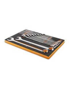 KDTGWMSCWL12SAE image(0) - GearWrench 19 Piece 12 Point Long Pattern Combination SAE Wrench Set Inch Foam Storage Tray