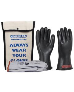 OBRGLVKT-BRC0-1109 image(0) - Oberon Glove Kit - Rubber Electrical - Class 0 - Length: 11" -  Rolled Cuff - Size: Large - 9