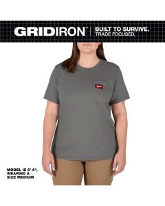MLWF451G-XS image(0) - Milwaukee Tool Women's GRIDIRON Pocket T-Shirt - Short Sleeve -  Gray -  XS