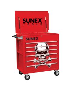 SUN8057-RSK image(0) - SUNEX 6 Full-Drawer Professional Cart, Red w/White Skull