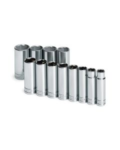 S K Hand Tools SOCKET SET 1/2IN. DRIVE 12PC SAE DEEP 6 POINT