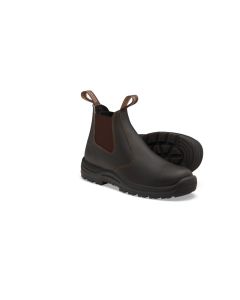 BLU490-055 image(0) - Blundstone Soft Toe Elastic Side Slip-on Boot, Water Resistant, Kick Guard, Stout Brown, AU size 5.5, US size 6.5