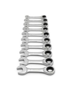 KDT9520D image(0) - GearWrench 10 Piece 72-Tooth 12 Point Stubby Ratcheting Combination Metric Wrench Set
