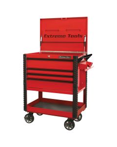 Extreme Tools 33" 4-Drawer Deluxe Tool Cart w/Bumpers, Red w/Bla