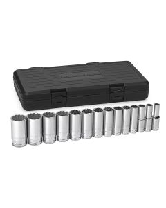 KDT80732 image(1) - GearWrench 14 Piece 1/2 Inch Drive 12 Point Deep SAE Socket Set
