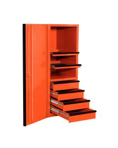 EXTEX2404SCQORBK image(0) - Extreme Tools EXQ Series 24in W x 30in D 4 Drawer and 3 Shelf Professional Side Cabinet - Orange with Black Handle