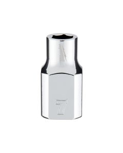 MLW45-34-9077 image(2) - Milwaukee Tool 3/8" Drive 7mm  Metric 6-Point Socket with FOUR FLAT Sides, Vanadium Steel, Chrome
