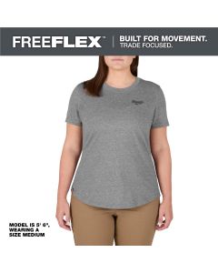 MLWF452G-XL image(0) - Milwaukee Tool Women's FREEFLEX Hybrid Tee - Short Sleeve -  Gray - XL