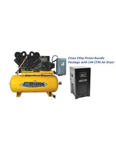 EMXEP25H120V3PKG image(0) - Emax Compressor Silent Air 15hp 1PH 120 gallon Horizontal Duplex mounted alternating Piston Compressor --w/Pressure Lubricated pumps