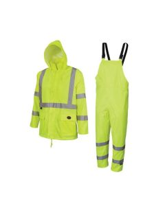 Pioneer Pioneer - 150D Oxford Poly/PVC Waterproof Rainsuit - Hi-Viz Yellow/Green - Size Large