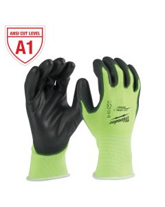 MLW48-73-8937 image(0) - Milwaukee Tool High Visibility Cut Level 1 Polyurethane Dipped Gloves - Large