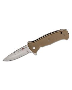 SUNAMK2214 image(0) - SUNEX Al Mar SERE 2020 Assisted Open LIner Lock Drop Point Blade  EDC Folding Pocket Knife - Coyote Brown