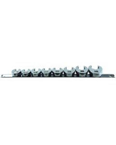 KTI22300 image(0) - K Tool International Crowfoot Flare Nut Set SAE 8 Piece 3/8 Inch Drive