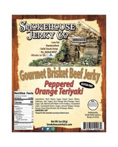 THS610079-544284 image(0) - Tender Heifer Snack Co. Peppered Orange Teriyaki Brisket Beef Jerky - GLUTEN FREE - 3 oz