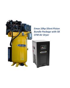EMXESP10V080V1PK image(0) - Emax Compressor Silent Industrial Plus 10 HP 1-Phase 80 gal. Vertical Compressor with 58 CFM Dryer Bundle-With Pressure Lube Pump
