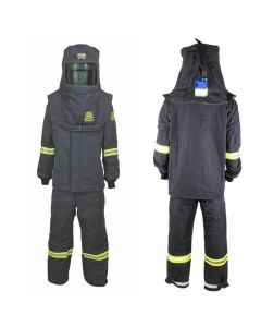 OBRTCG7B-L-HVSL image(0) - Oberon Suit Kit - Arc Flash - 140 Cal TCG&trade; - Comes with Hood, Coat, Bib Coveralls and Fresh Air Arc Flash Hood Ventilation System & Light - Color: Black - Size: Large