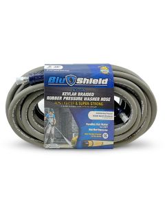BluBird BluShield Aramid Braided 3/8" Rubber Pressure Washer Hose, Non Marking with Quick Connect Coupler Plug, 4100PSI, Heavy Duty, Lightweight - 50 Feet