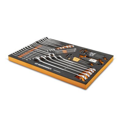 KDTGWMSCWS6SAEMM image(0) - GearWrench 59 Piece 6 Point Combination Wrench and Hex Key Set Inch Foam Storage Tray