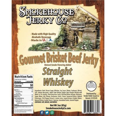 THS619793-183656 image(0) - Tender Heifer Snack Co. Straight Whiskey Brisket Beef Jerky - 3 oz