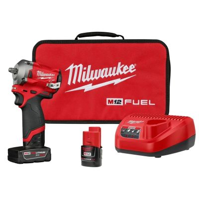 MLW2554-22 image(0) - Milwaukee Tool M12 FUEL 3/8" Stubby Impact Wrench Kit