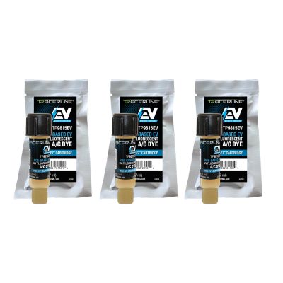 TRATP9815EV-P3 image(0) - Tracer (3) 0.25 oz (7 ml) Mini-EZ™ single-dose POE-Based EV A/C dye cartridges (compatible with R-134a and R-1234yf systems)Three 0.25 oz Mini-EZ™ single-dose POE-Based EV A/C dye cartridges (for R-134a and R-1234yf