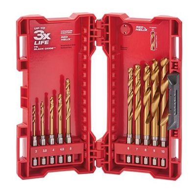 MLW48-89-4859 image(0) - Milwaukee Tool SHOCKWAVE Impact Duty RED HELIX Titanium Metric Drill Bit Set ‐ 10PC