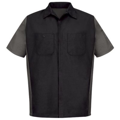 VFISY20BC-SS-3XL image(0) - Workwear Outfitters Men's Short Sleeve Two-Tone Crew Shirt Black/Charcoal, 3XL