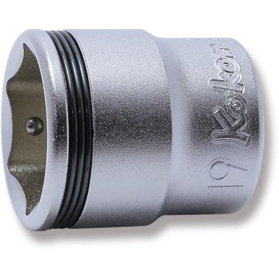 KKN3450M-19 image(0) - Ko-ken USA 3/8 Sq. Dr. Socket 19mm Nut Grip Length 29mm