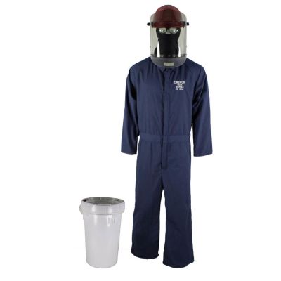 OBRTCG2P-BKT-NB-2X image(0) - Oberon Bucket Kit - Arc Flash - 12 Cal TCG2P™ - Comes With Coveralls, Hard Cap, Face Shield, Balaclava & Storage Bucket - Color: Navy Blue - Size: 2XL