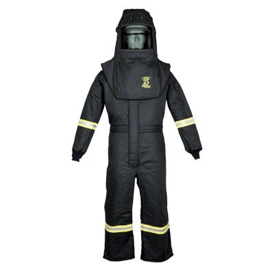 OBRTCG3A-2XL-HVS image(0) - Oberon Suit Kit - Arc Flash - 25 Cal TCG™ - Comes with Hood, Coveralls and Fresh Air Arc Flash Hood Ventilation System - Color: Black - Size: 2XL