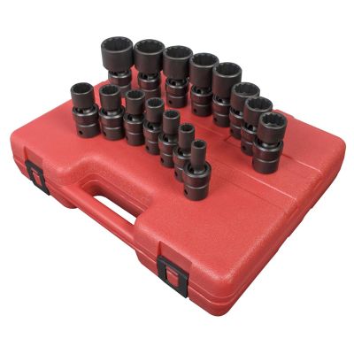 SUN2856 image(0) - SUNEX 15 PC 1/2" DR 12 PT SAE UNIVERSAL IMPACT SOCKET