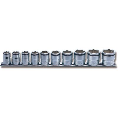 KKNRS3450M-10 image(0) - Ko-ken USA 3/8 Sq. Dr. Socket set 10mm-22mm Nut Grip 250mm 10 pieces