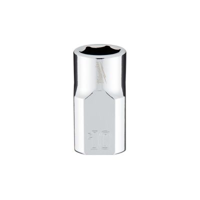 MLW45-34-9080 image(0) - Milwaukee Tool 3/8" Drive 10mm Metric 6-Point Socket with FOUR FLAT Sides, Vanadium Steel, Chrome
