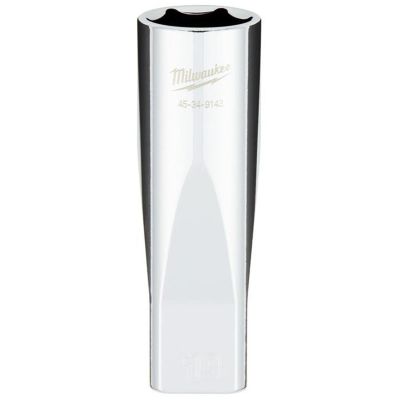 MLW45-34-9143 image(0) - Milwaukee Tool 1/2" Drive 19MM Metric 6-Point Deep Socket with FOUR FLAT Sides, Vanadium Steel, Chrome