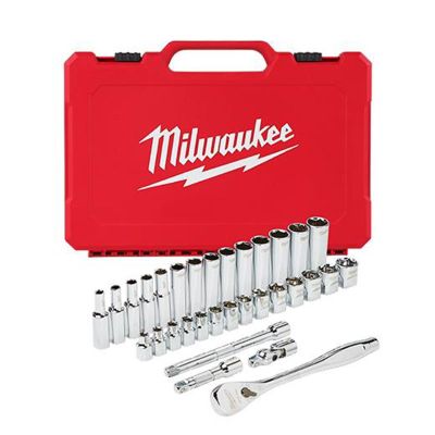 MLW48-22-9508-X image(0) - Milwaukee Tool 3/8" Drive 32pc Ratchet & Socket Set - Metric