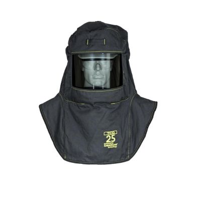 OBRTCG25-A1 image(0) - Oberon Hood with A1 Hard Hat Adapters - Arc Flash - 25 Cal TCG™ - Color: Black - Window: True Color Grey (TCG™)