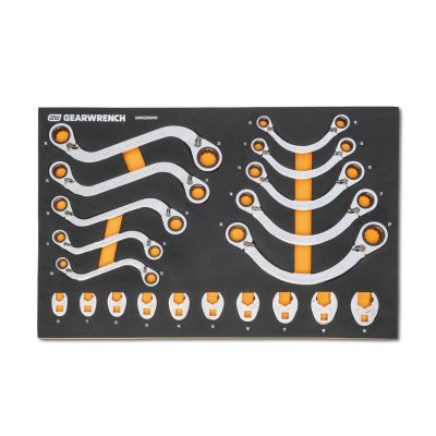 KDTGWMSSRWMM image(0) - GearWrench 20 Piece Specialty Ratcheting Metric Wrench Set Inch Foam Storage Tray