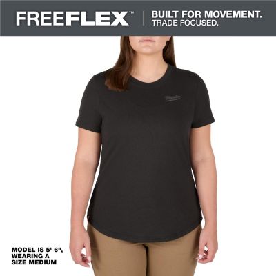MLWF452B-S image(0) - Milwaukee Tool Women's FREEFLEX Hybrid Tee - Short Sleeve - Black - S