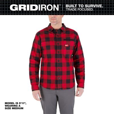 MLWM551R-M image(0) - Milwaukee Tool GRIDIRON Flannel Shirt - Red - M