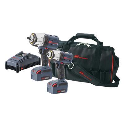 IRTIQV20-K201 image(0) - Ingersoll Rand 20V Impact Combo Kit, W7152 1/2&rdquo; Cordless Impact Wrench, W5133 3/8&rdquo; Cordless Impact Wrench, 2 Batteries and Charger