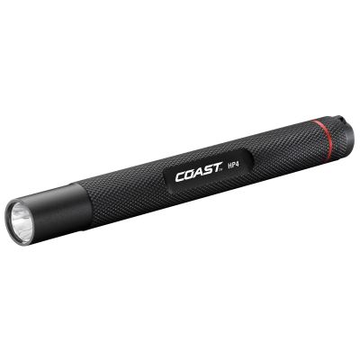 COS19276 image(0) - COAST Products HP4 100 Lumen High Performance Lithium Ion Rechargeable or Alkaline Battery Penlight with Bulls-Eye Beam - Black